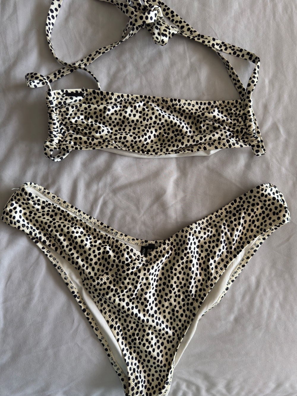 Kendall & Kylie Black and Cream Dalmatian Print Bikini